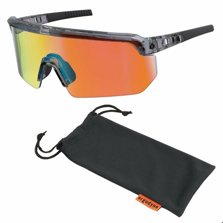 SKULLERZ BY ERGODYNE Safety Glasses, AFAS Polarized, Orange Mirror Lens, Clear Smoke Frame AEGR-AFSPM
